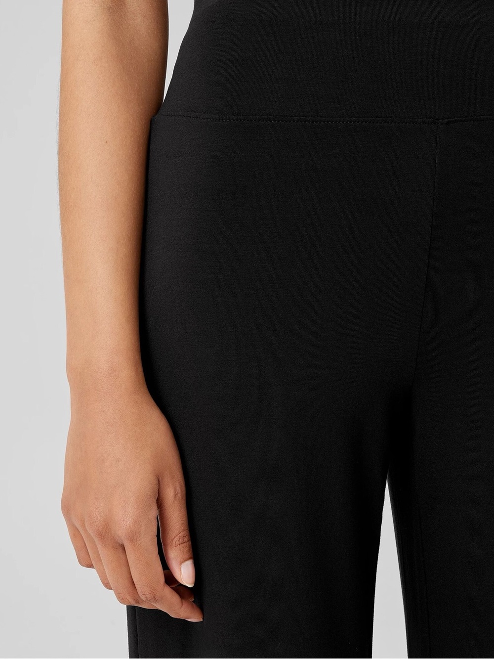 Eileen Fisher Stretch Jersey Knit Wide Leg Pants S Black Tencel Lyocell NWOT - Picture 5 of 9